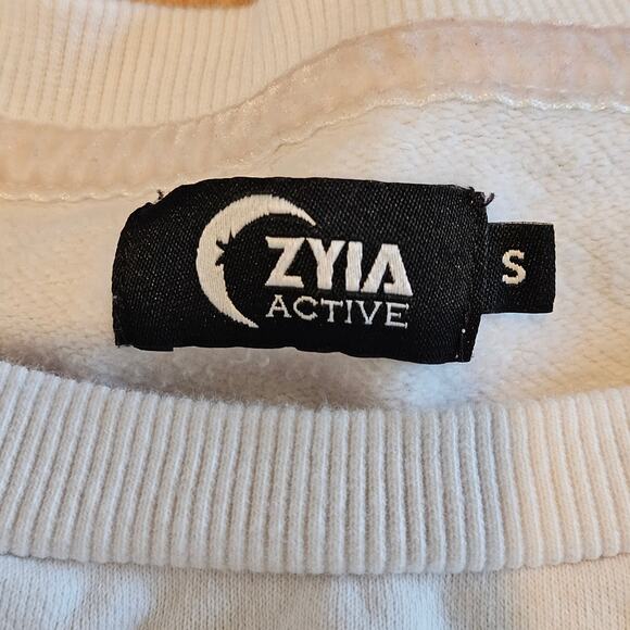 Zyia Active Sweater Size S Mountain Moon Embroidered Patch Crewneck Sweatshirt - Picture 12 of 13